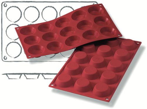 Bakform i silikon, Tartelett, 15 x 25 ml