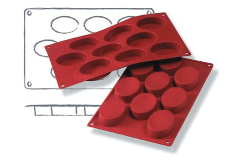 Bakformar i silikon, Oval, 9 x 50 ml