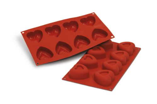 Bakformar i silikon, Hjärta “Passion”, 8 x 72 ml