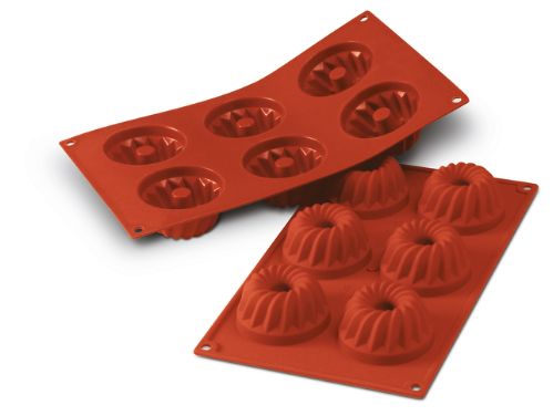 Bakformar i silikon, Gugelhupf, 6 x 100 ml