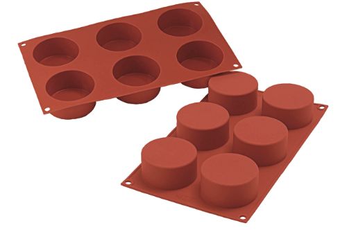 Bakformar i silikon, Cylinder, 6 x 133 ml