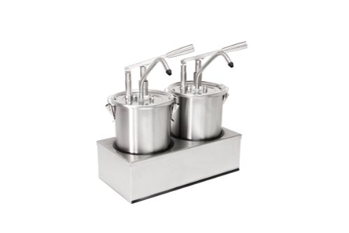 Såsdispenser med hävarm, 2 x 5,0 l - 405 x 205 x 421 mm /  Ø 180mm