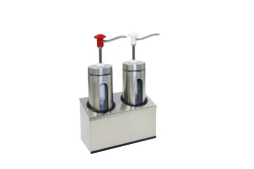 Pumpdispenser med glasfönster, 2 x 2,0 l -  293 x 147 x 465 mm