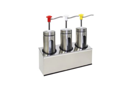 Pumpdispenser med glasfönster, 3 x 2,0 l  -  443 x 147 x 465 mm