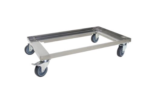 Vagn, edelstahl, 620 x 420 mm, med 4 hjul