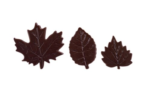 Chokladdekor, löv, mörk choklad, 30x45 mm (216 st)