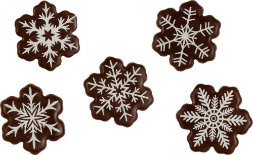 Chokladdekor, snöflingor, d: 25x28 mm (160 st)