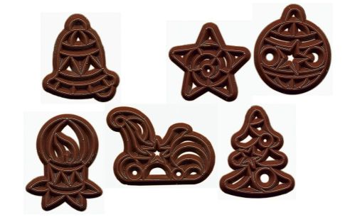 Chokladdekor, julspecial, 6 modeller, d: 30x40 mm (240 st)