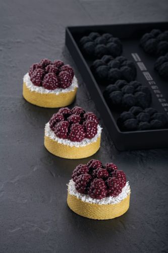 Pavoni, silikonform Cake Top, TOP20, 300x175 mm, Mini Raven, d: 60 mm, h: 23 mm, 8 hål
