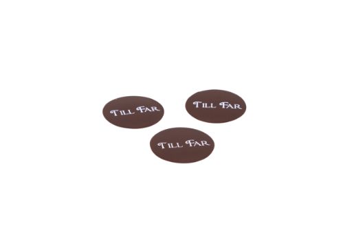 Chokladdekor, rund, mörk choklad, Till Far, d: 35 mm (180 st)