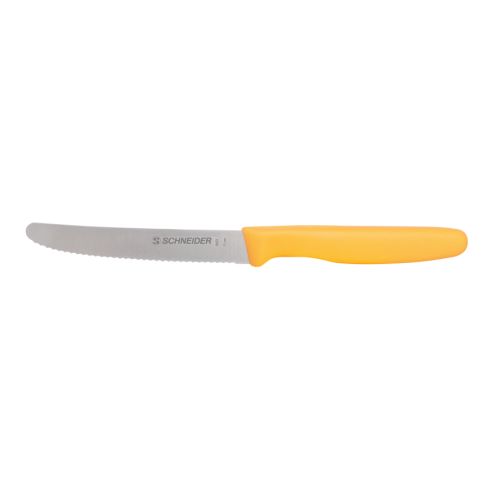 Universalkniv – vågig egg, gul, 110 mm
