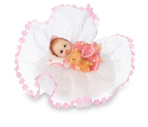 Baby med nalle, rosa, h: 50 mm (8 st)