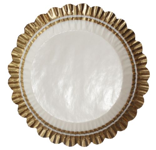 Pappersform, Barbara, pergamyn, vit med guldkant, d: 65 mm, h: 25 mm (1 000 st)