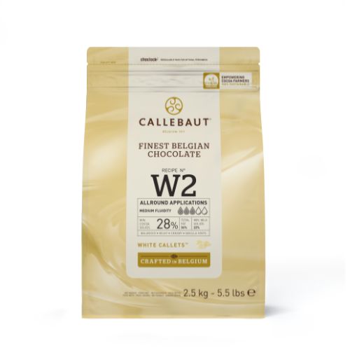 Callebaut, W2, vit choklad 28 %, pellets (2,5 kg)