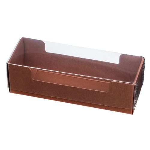 Pralinask, brun med transparent lock, för 3 praliner (50 st)