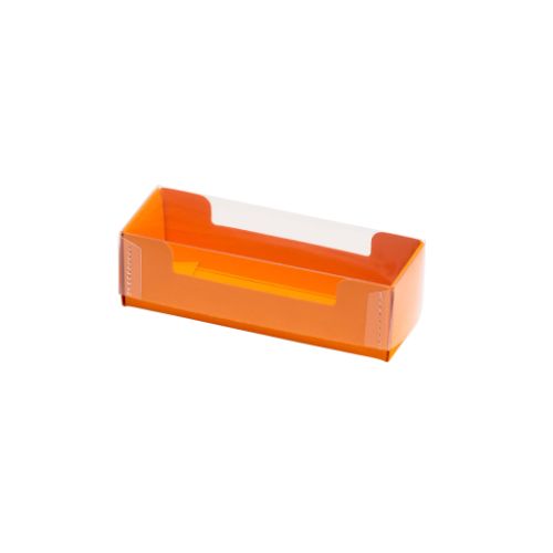 Pralinask, orange med transparent lock, för 3 praliner (50 st)
