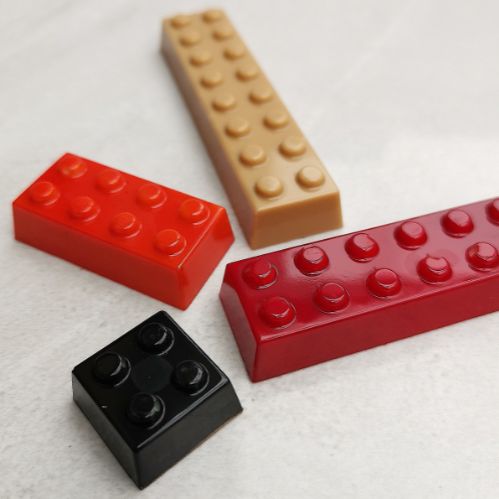 Gjutform för choklad, Legobitar, NO: 708, 4-8-13-17 g, 25 st/form