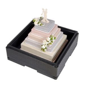 Tårtbox, frigolit, ram, 595x595x162 mm